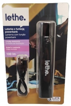 LATARKA Z FUNKCJĄ POWERBANK CZARNA LETHE
