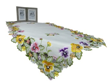Wiosenny bieżnik haftowany 60x120cm biały BRATEK