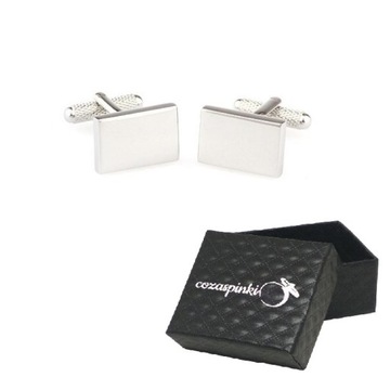 Spinki do mankietów koszuli srebrne PROSTOKĄTNE