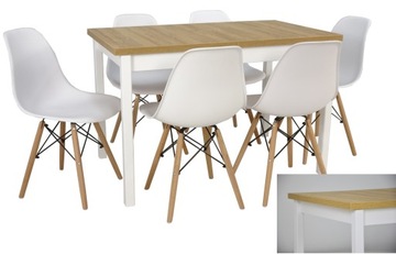 Skandynawski zestaw stół i 6 krzeseł kolor biały