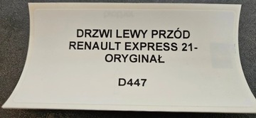 DVEŘE LEVÝ PŘEDNÍ RENAULT EXPRESS 21- ORIGINÁLNÍ