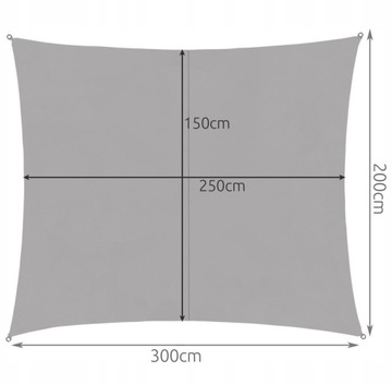SUN GARDEN SAIL 3x2 м УФ ТЕНТ-ЗОНТ ПРЯМОУГОЛЬНЫЙ СЕРЫЙ
