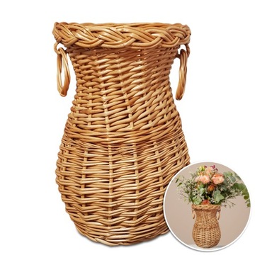 WAZON NA SUSZONE KWIATY Wiklinowy Osłonka Flakon Koszyk Naturalny 26cm EKO