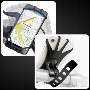 MOCNY GUMOWY UCHWYT NA TELEFON DO TELEFONU NA ROWER MOTOR OBROTOWY 360°