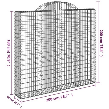 Kosze gabionowe, 10 szt, 200x50x180/200cm, galwanizowane żelazo Lumarko!
