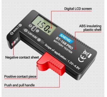 Тестер батарей AA/AAA/C/D/9V/1.5V/18650 Тестер батарей ANENG