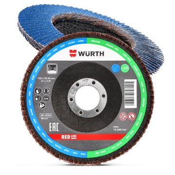 10 лепестковых дисков для шлифования стали 125x1 мм P120 WURTH Strong