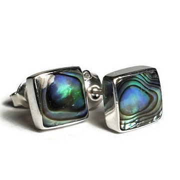 Srebrne sztyfty z muszlą abalone Bali 925 kwadraty