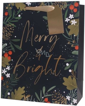 Torebka papierowa prezentowa 32 x 12 x 26 cm Świąteczna Merry & Bright