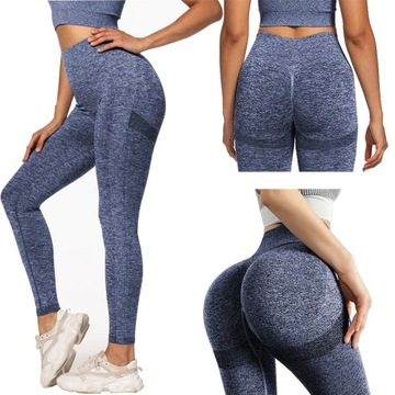 LEGINSY SPORTOWE BEZSZWOWE WYSOKI STAN FITNESS MODELUJĄCE NA SIŁOWNIE XL