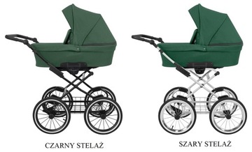 KUNERT Romantic wózek dziecięcy 2w1 RETRO DUŻE KOŁA | 05 Butelkowa Zieleń
