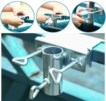 UCHWYT NA PARASOL OGRODOWY MOCOWANIE FLAGI ZACISK STABILNY STOJAK NA PORĘCZ