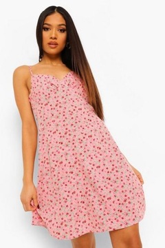 Boohoo różowa sukienka mini wzór w kwiatki 36