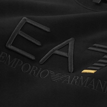 BLUZA EMPORIO ARMANI EA7 BEZ KAPTURA DUŻE HAFTOWANE LOGO CZARNA