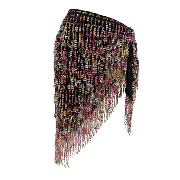 Юбка для танца живота с пайетками и бахромой