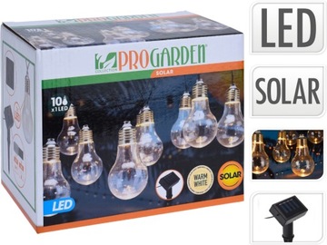 OGRODOWA Girlanda SOLARNA z CZUJNIKIEM ZMIERZCHU 10 żarówek LED - 180 cm