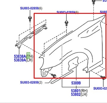 TOYOTA OE BŁOTNIK GT86 NOWY PRAWY SU003-01388