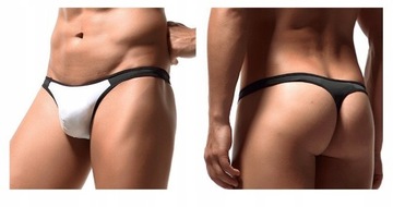 SEXY BIAŁO CZARNE STRINGI SOFT XXL