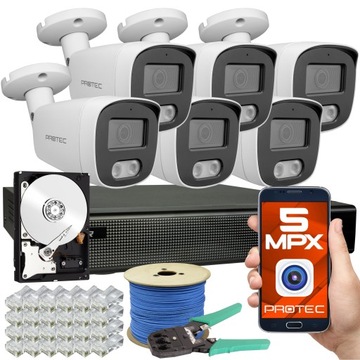 CYFROWY MONITORING 6 KAMER IP 5MPIX NA SKRĘTKĘ UTP