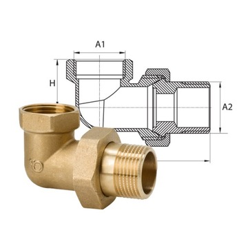 УГЛОВОЙ ФИТИНГ, GZ 1” DN25, ЛАТУНЬ АЛМАЗ