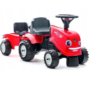 FALK Traktorek Baby Case IH Ride-On Czerwony z Przyczepką + akc. od 12 mies