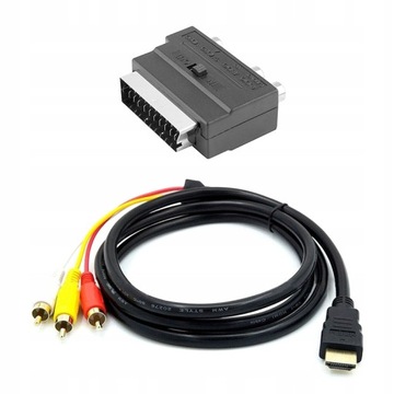 Kabel HDMI do 3RCA 1,5 M z GłOwicą Scart PozłAcany