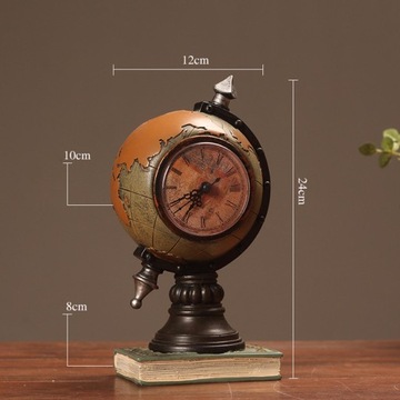Zegar stołowy z figurką Globe, zegar na biurko z żywicy na centralnym biurku, żółty