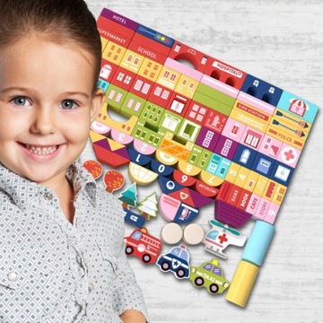 Деревянные блоки Городские автомобили 115 + Развивающие головоломки-конструкторы