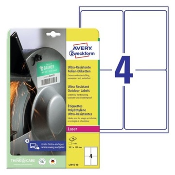 Etykiety Avery L7915-10 polietylenowe b.mocne