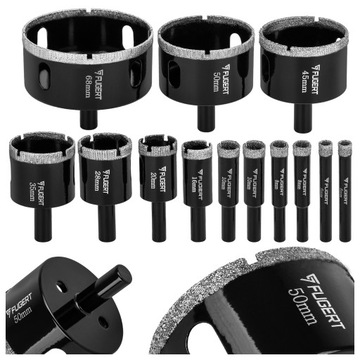 OTWORNICE DO PŁYTEK GRESU GLAZURY ZESTAW OTWORNIC WIERTŁO 6-68MM 13 SZT