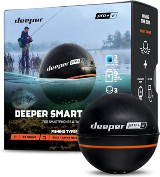 Echosonda Deeper Pro+2 wykrywacz ryb do głębokości 100m GPS 9H do łodzi