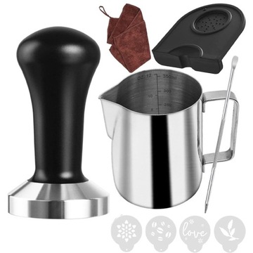 ТАМПЕР ДЛЯ КОФЕ 51ММ DELONGHI ДЛЯ КОФЕМАШИНЫ С ГРАФИНОМ ДЛЯ МОЛОКА ПОДСТАВКА