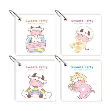 4 Pcs Cartoon Iron Ring Note Memo Pads 80