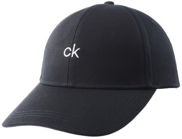 CALVIN KLEIN Czapka z Daszkiem Bejsbolówka ORGANIC COTON z logo CK CZARNA