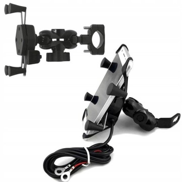 Мотоциклетный держатель для телефона с X-образной рукояткой и зарядным устройством