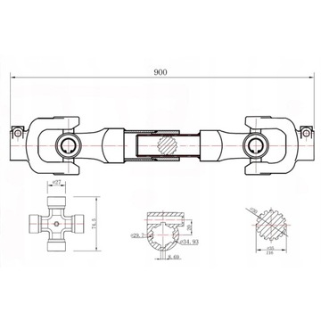 ВАЛ ТРАКТОРА ВОМ ВОМ ФРЕЗЕРНЫЙ 90СМ V65022