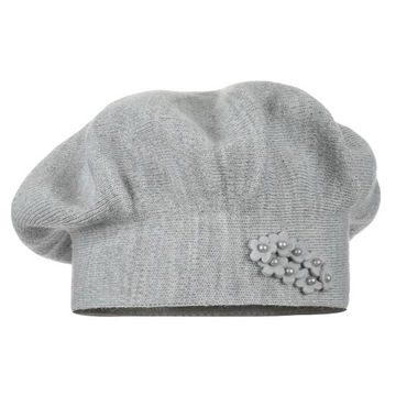 SZARY BERET DAMSKI JESIENNO- ZIMOWY MAJKA