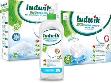 LUDWIK Ekologiczny do Zmywarki Tabletki 30 Sól 2kg Nabłyszczacz 500ml