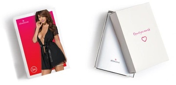 Черный комплект халата-стрингов Obsessive s/m