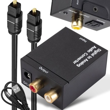 KONWERTER PRZEJŚCIÓWKA ADAPTER OPTYCZNY COAXIAL TOSLINK DO 2x RCA CINCH