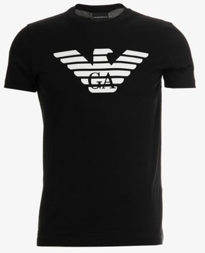 EMPORIO ARMANI _ Czarny T-shirt O-neck BLACK Duże logo Giorgio Armani _ S