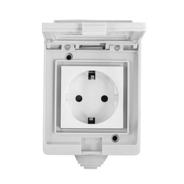 РОЗЕТКА НАРУЖНАЯ ДЛЯ НАРУЖНОГО МОНТАЖА, 230 В, ГЕРМЕТИЧНАЯ IP55 С ЗАСЛОНКОЙ