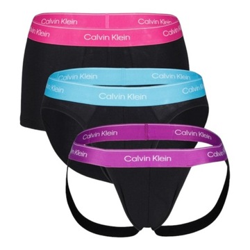 CALVIN KLEIN MAJTKI MĘSKIE BOKSERKI SLIPY JOCK STRAP 3PK CZARNE r.M