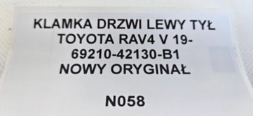 KLIKA DVEŘE LEVÝ ZADNÍ RAV4 V 2018- 69210-42130-B1
