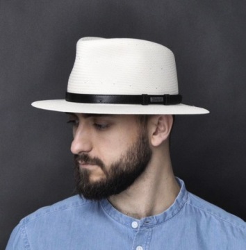 Мужская панамская шляпа федора ROBERTO кремовая 58