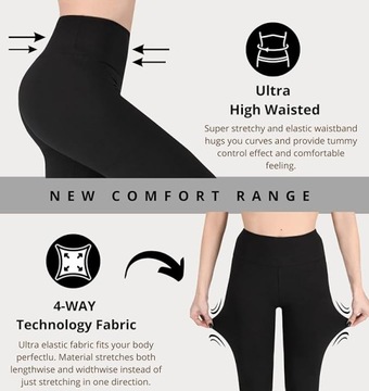 LEGGINSY DO BIEGANIA 34/36 Z WYSOKIM STANEM CZARNE WYSZCZUPLAJĄCE