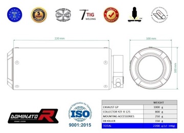 YZF R125 2021–2024 Полносистемный глушитель GP BLACK