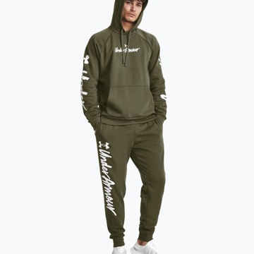 Spodnie treningowe męskie Under Armour Rival Fleece Graphic Joggers green