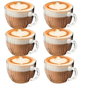 ZESTAW SZKLANEK DO KAWY HERBATY LATTE DUŻE SZKLANKI 460 ML KUBKI KOMPLET