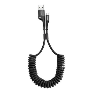 Подпружиненный спиральный кабель Baseus USB — USB-C 2 м, 2 А